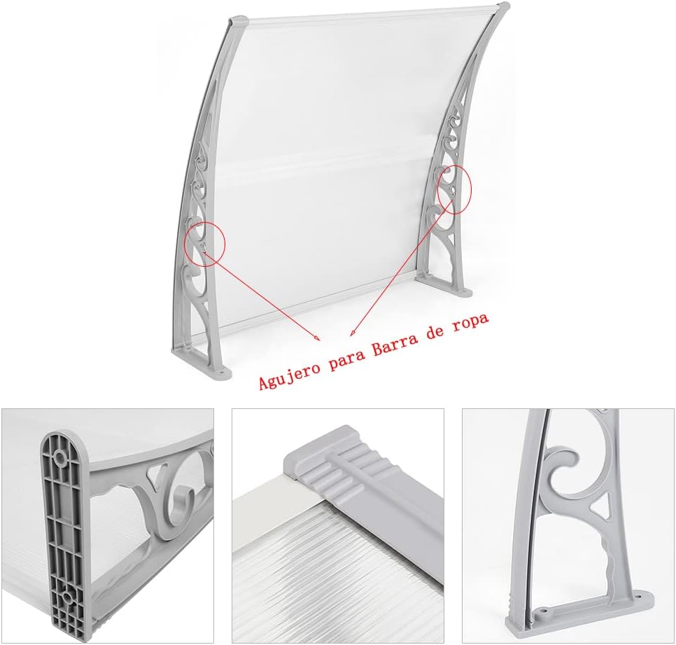 XUANYU Überdachung Haustür aus Aluminium und Polycarbonat, Vordach Haustür, Vordach für Haustür, Tür