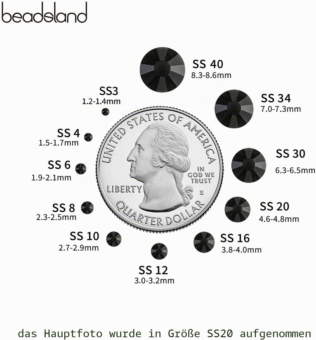 Beadsland Hotfix Strasssteine Bulk, 14400 Stück Kristall Hotfix Strasssteine zum Basteln Kleidung DI