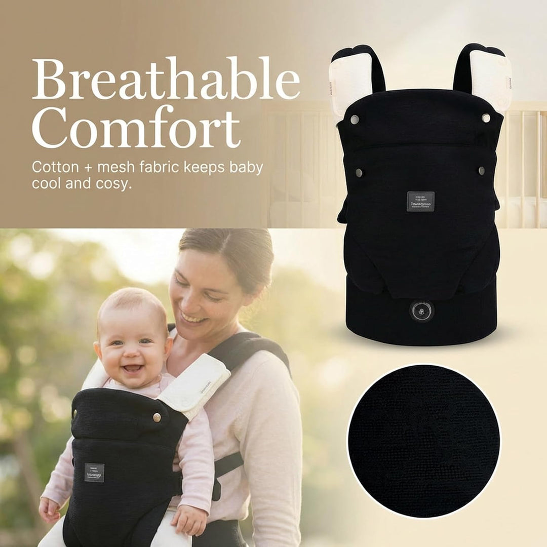Bebamour Babytrage für 3,6–14,9 kg, ergonomisch, komfortabel, Baumwolle, für vorne und hinten, beige