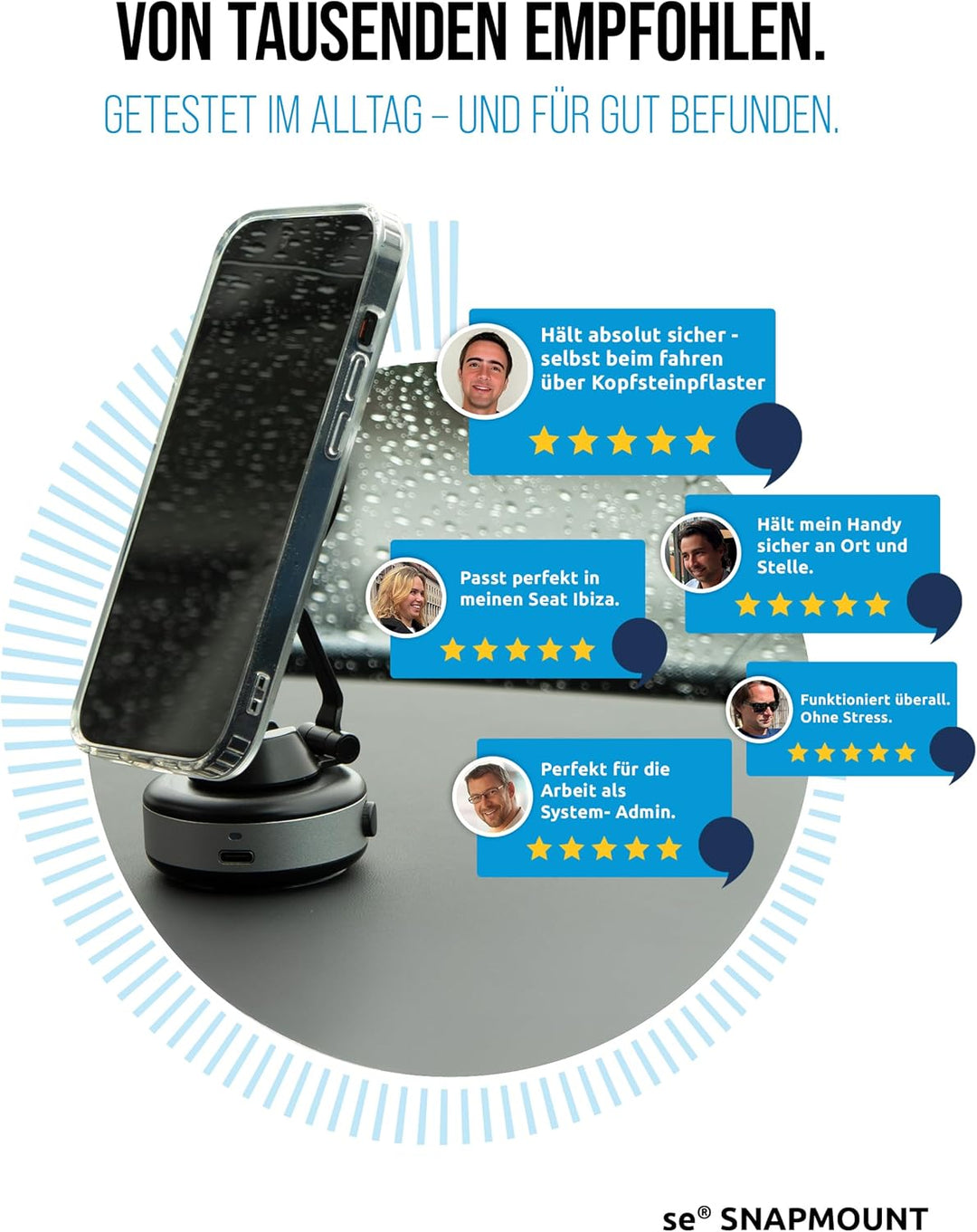 se® SNAPMOUNT - Das Original - Magnetische Handyhalterung fürs Auto, Zuhause & Büro, MagSafe-kompati