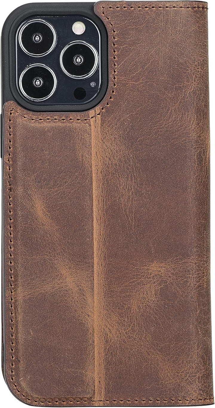 Solo Pelle aufklappbare Lederhülle kompatibel für iPhone 13 Pro in 6.1 Zoll inkl. 1 Kartenfach für d