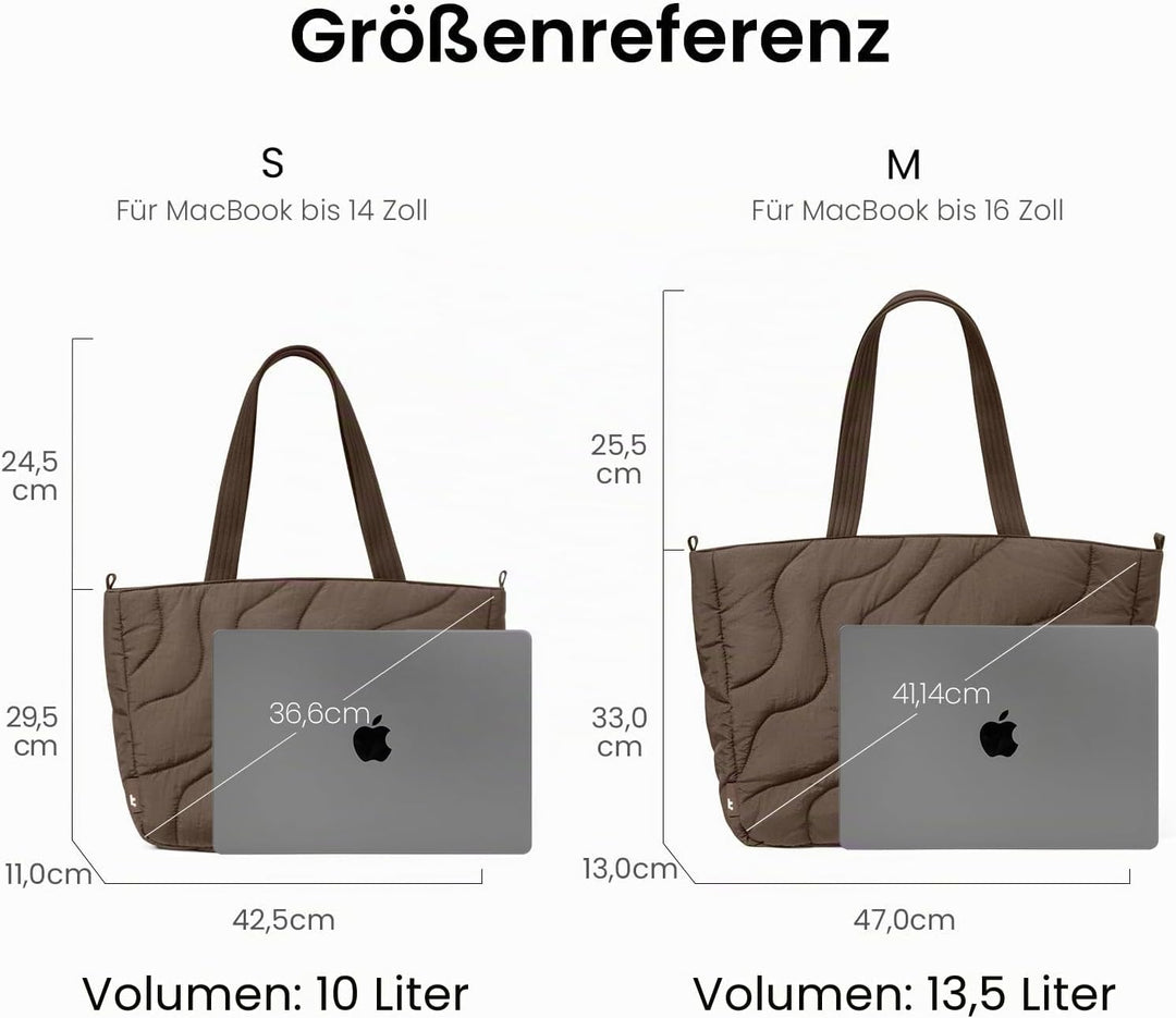 tomtoc Puffer Laptop Tragetasche für Damen, 10L Tote Bag für 13-14 Zoll Macbook, Leichte Schultertas
