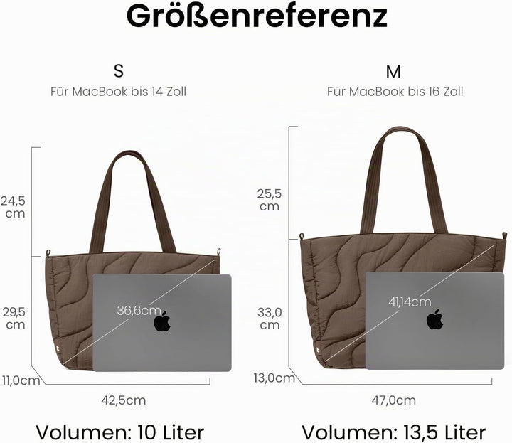 tomtoc Puffer Laptop Tragetasche für Damen, 10L Tote Bag für 13-14 Zoll Macbook, Leichte Schultertas