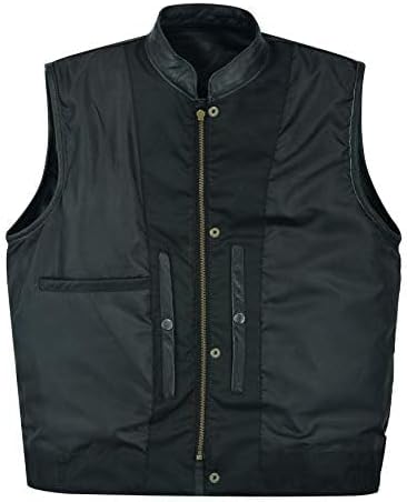 Leatherick Herren Biker Weste aus echtem Leder mit offenen Knöpfen für Reiten und modische Weste (M