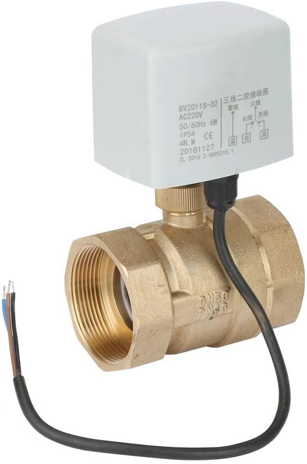 220 V Wechselstrom Elektrokugelhahn, DN50 2 Zoll 2 Wege 3 Draht Messing Motorisiertes Kugelhahn