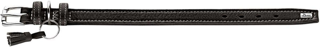 HUNTER CANNES Hundehalsband, Leder, Nappaleder, weich, edel, elegant, 35 (XS), schwarz schwarz 35 (X
