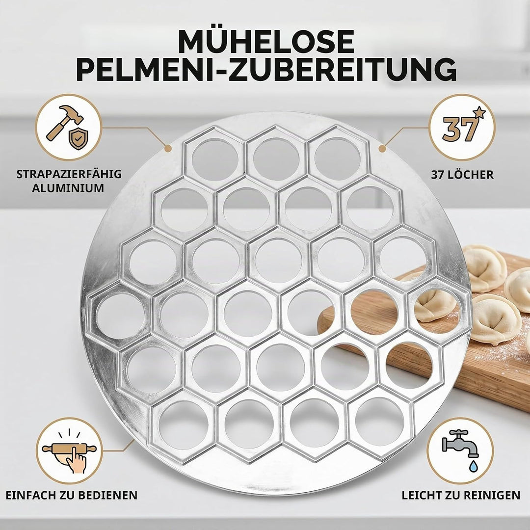 Pelmeni Form, 37 Löcher Russian Dumpling Maker aus Aluminiumlegierung, Silber, Ravioli Maker für DIY