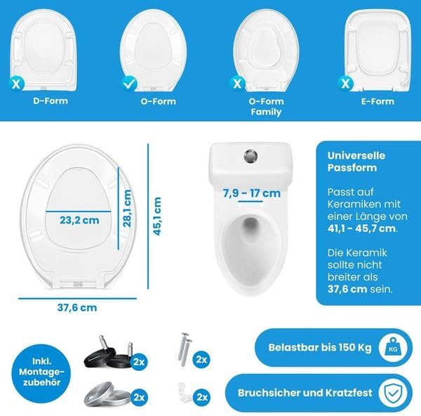 KESSER® WC Sitz mit Absenkautomatik Toilettendeckel Quick-Release-Funktion und Softclose - einfache