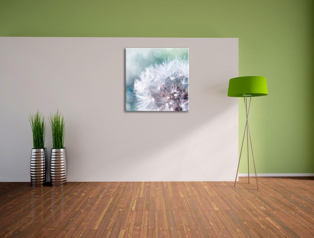 Zauberhafte Pusteblume, Format: 70x70 auf Leinwand, XXL riesige Bilder fertig gerahmt mit Keilrahmen