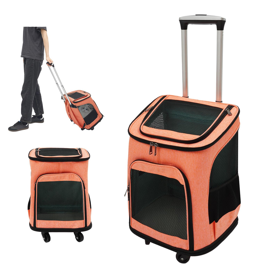 Hundetransportbox mit Rollen,Faltbarer Transportbox,Katzenrucksack mit Teleskopgriff,Transportboxen