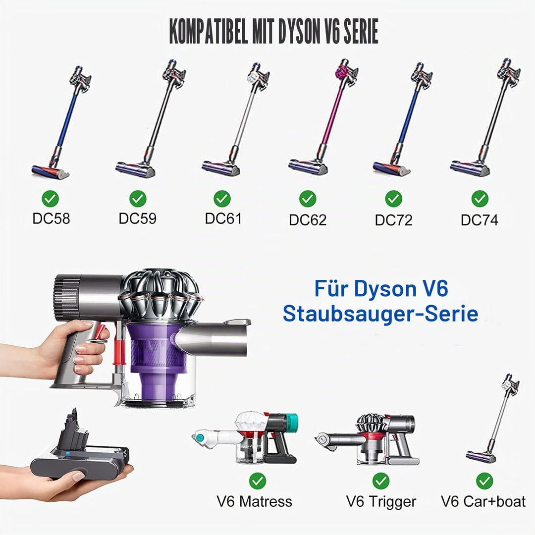 V6 Ersatzakku für Dyson V6 Akku DC58 DC62 DC59 DC61 Animal DC72 DC74 DC58 DC62 DC59 DC61 SV03 SV05 S