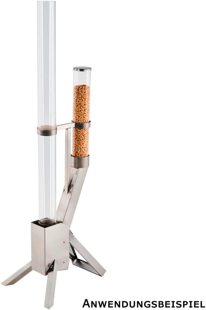 Feuerrohr aus Edelstahl & Glas - Pelletfackel für aussen - Outdoor Feuersäule für Pellets