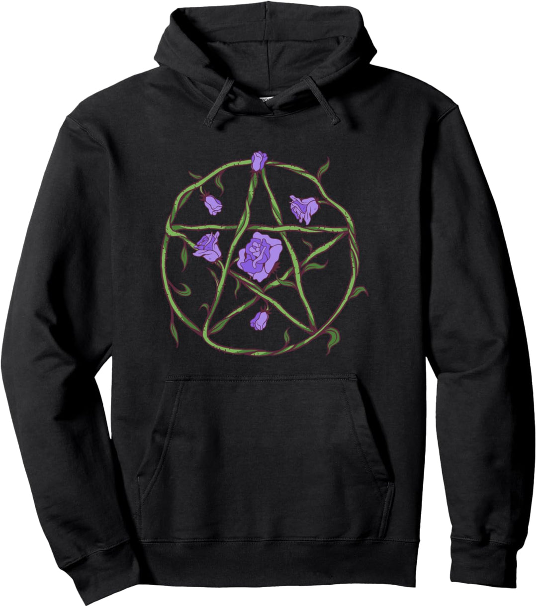 Pentagram Roses Aesthetic Soft Grunge Pastel Goth Punk Witch Pullover Hoodie