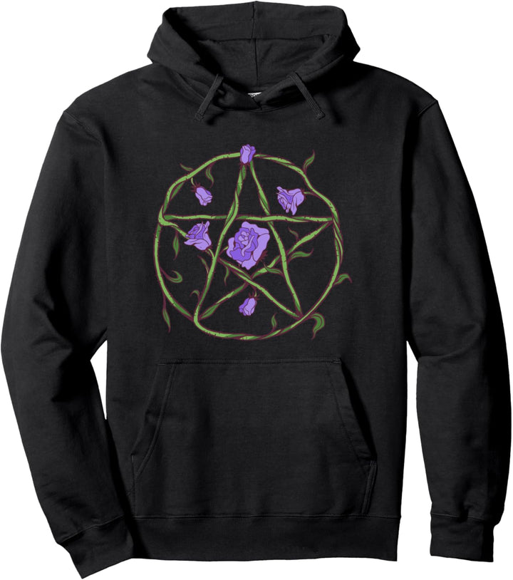 Pentagram Roses Aesthetic Soft Grunge Pastel Goth Punk Witch Pullover Hoodie