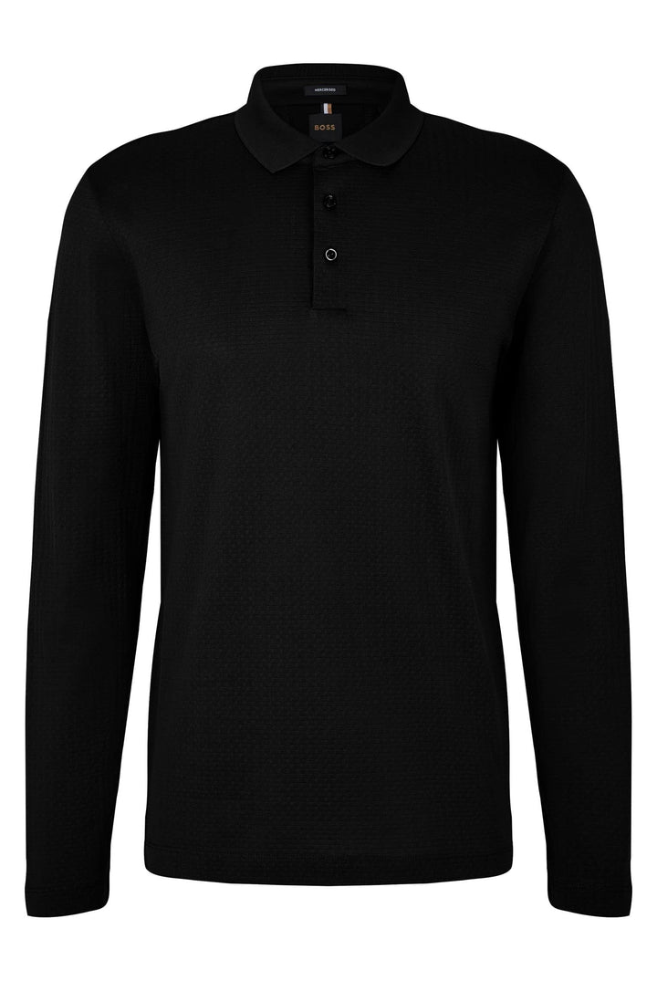 BOSS Herren Bono-L Pullover aus Schurwolle mit Polokragen und Logo-Stickerei XL Schwarz, XL Schwarz