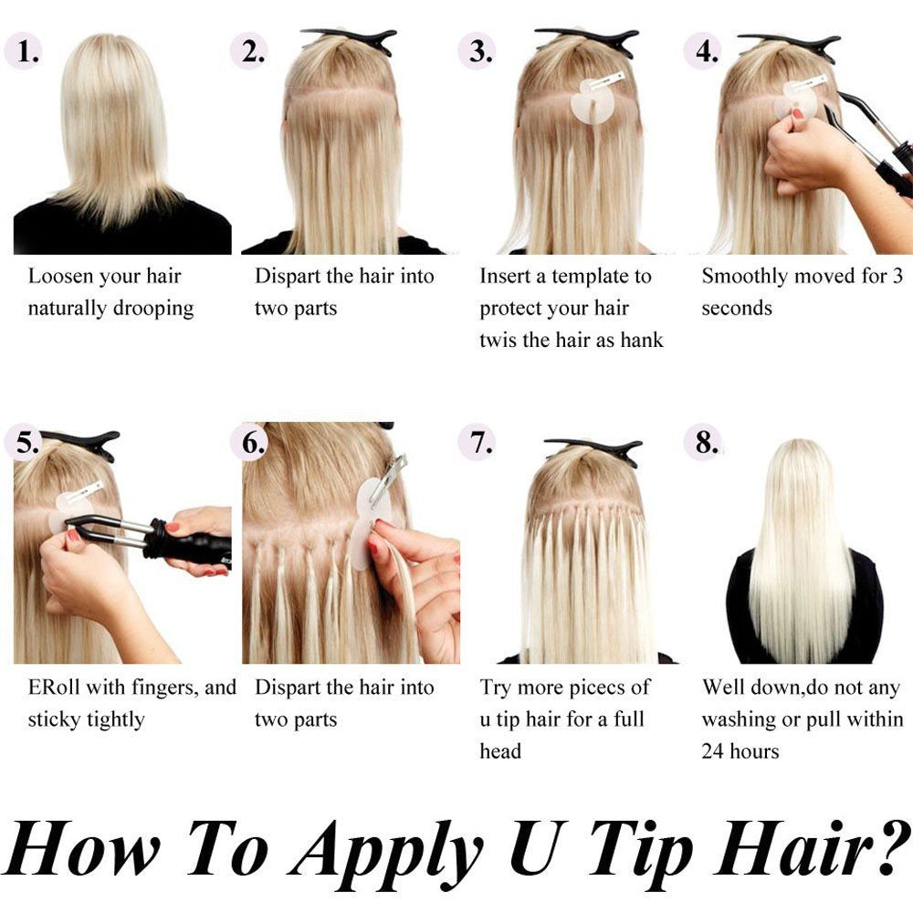 SEGO Extensions Haare Bondings Echthaar Bonded U Tips Remy Haarverlängerung Keratin Glue 200 Strähne