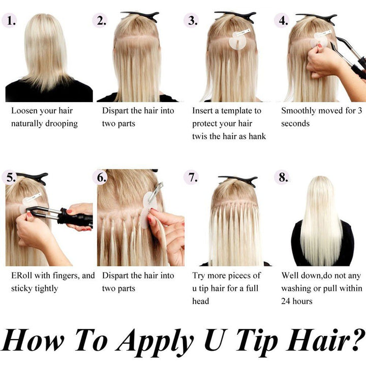 SEGO Extensions Haare Bondings Echthaar Bonded U Tips Remy Haarverlängerung Keratin Glue 200 Strähne