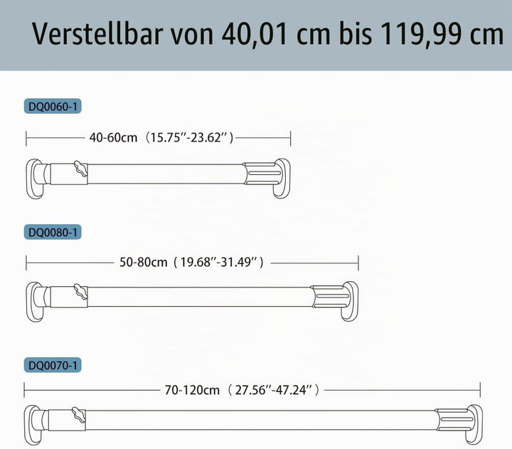 Hershii Erweiterbare Fenster-Duschvorhang-Spannstange mit ovalem Kopf, Kleiderstange für Kleiderschr