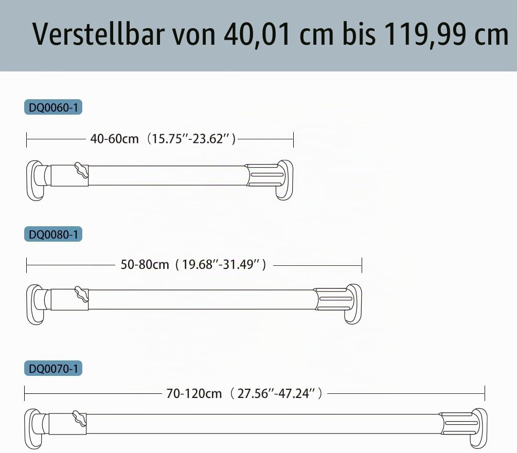 Hershii Kleiderstange für Kleiderschrank Fenster-Duschvorhang-Spannstange ohne Bohren,Rostfreier Sta