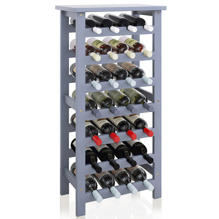 SMIBUY Weinregal aus Bambus, für 28 Flaschen, 7 Etagen, freistehend, für Küche, Speisekammer, Keller