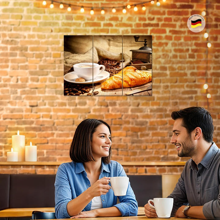 Runa Art Wandbilder Küche Kaffee Bild XXL Esszimmer Küchenbilder Braun Esszimmer 120 x 80 cm 3 Teili