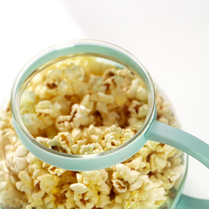 JOCCA Popcornbox aus Glas, 2,2 l, Silikon-Buttergitter, spülmaschinenfest, hohe Temperaturen, Gesund