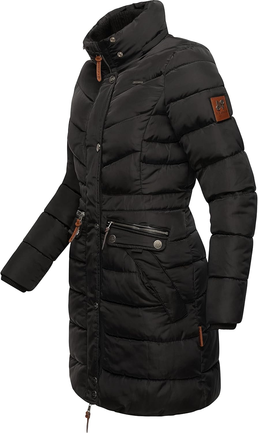 Navahoo Damen Winter-Steppmantel Paula mit abnehmbarer Kunstfellkapuze | Länge: oberschenkellang | W
