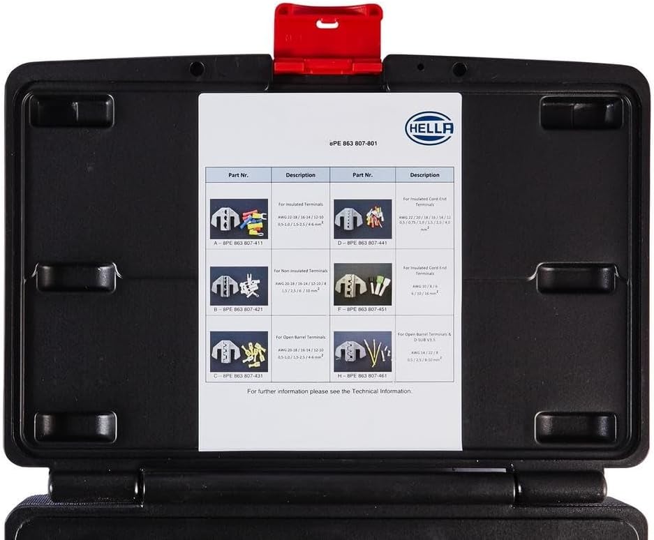 HELLA - Crimpzangeneinsatz-Set - Material Werkzeuggriff: Kunststoff - schwarz - Basic - Set - 8PE 86