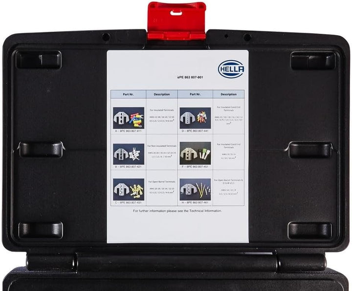 HELLA - Crimpzangeneinsatz-Set - Material Werkzeuggriff: Kunststoff - schwarz - Basic - Set - 8PE 86