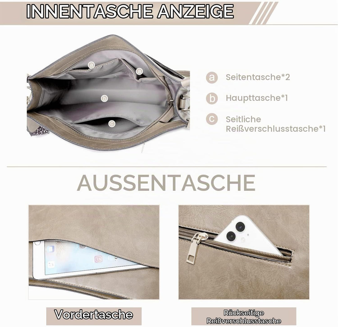 EVEOUT Umhängetasche aus PU Leder für Damen Grosse Kapazität Schultertaschen Allgleiches beiläufige