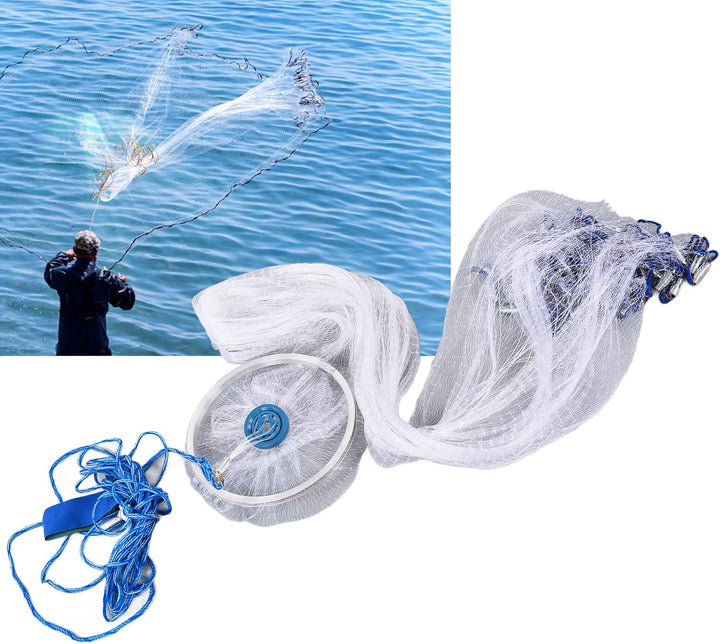 Wurfnetz Zum Fischen, Tragbares Fischernetz, Nylon Mesh Fischnetz zum Fangen von Angelnetz Angelzube