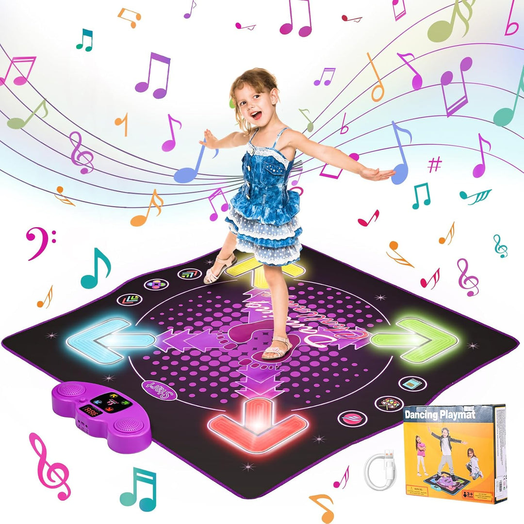 Tanzmatte mit Bluetooth & Beleuchtung, 4 Spielmodi – Interaktive Musikmatte für Kinder mit Rutschfes