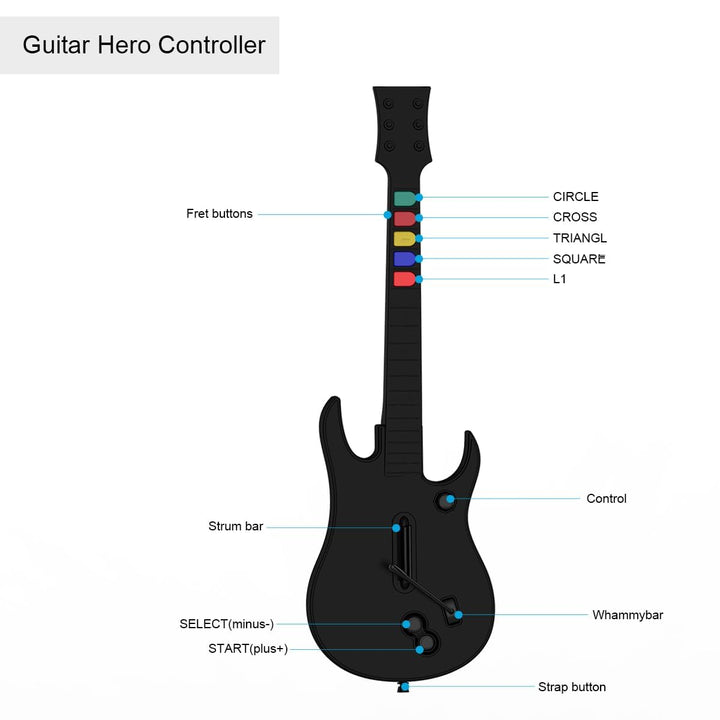 DOYO Drahtloser Wii Controller für Guitar Hero und Rock Band, kompatibel mit allen Guitar Hero Spiel