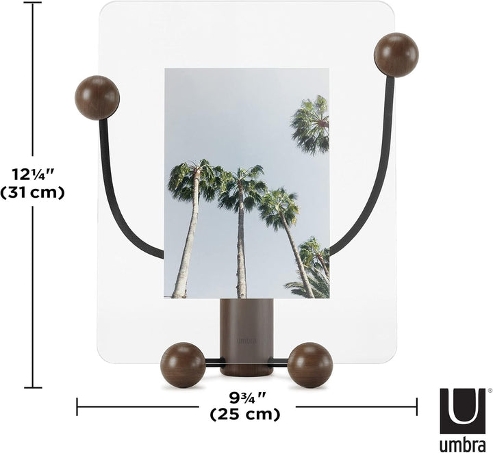 Umbra Woody 20 x 25 cm Bilderrahmen für den Tisch, Glas, Schwarz/Walnuss, Large Schwarz/Walnuss Gros