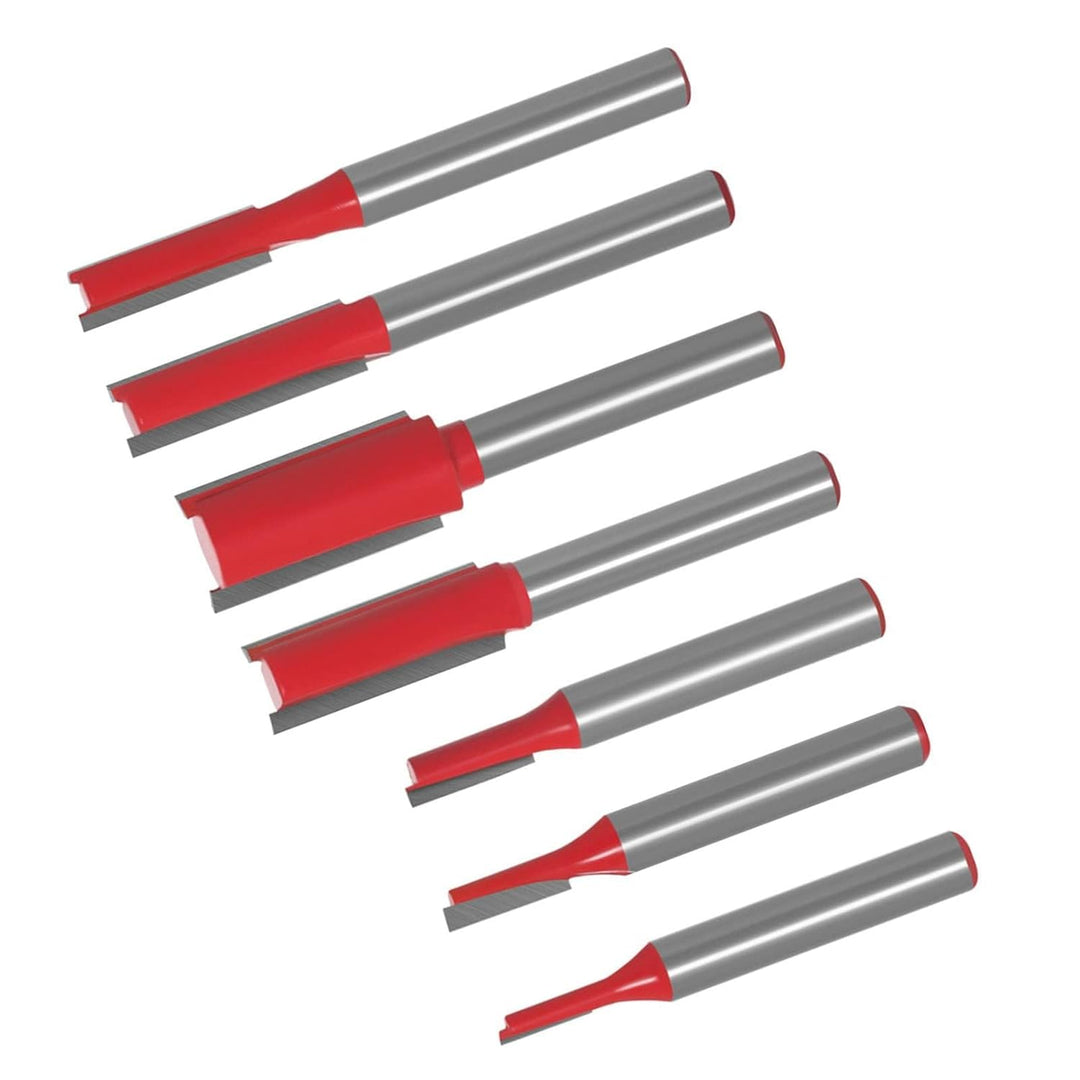 7 Stück Bündigfräser Bits Doppelflöte Gerade Oberfräser 6mm Schaft Fräser für Holzbearbeitung Schlit