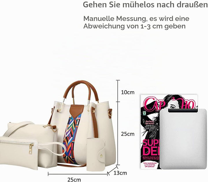 NICOLE &amp; DORIS Damen Handtaschen Umhängetaschen 4 Stück Handtaschen für Damen Top-Griffe Schultertas