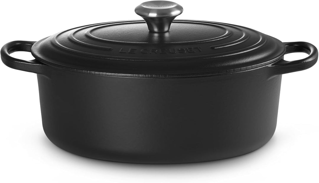 Signature Le Creuset Ovaler Bräter aus Gusseisen 29 cm, Schwarz matt, 29 cm, Schwarz matt