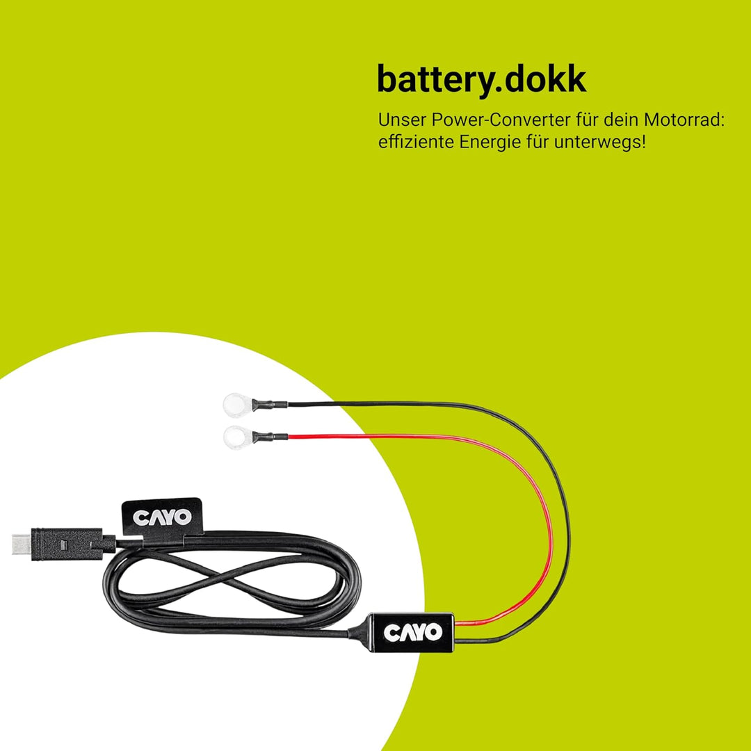 CAYO battery.dokk – Motorrad Power-Converter mit direktem Batterieanschluss | Automatische Tiefenent