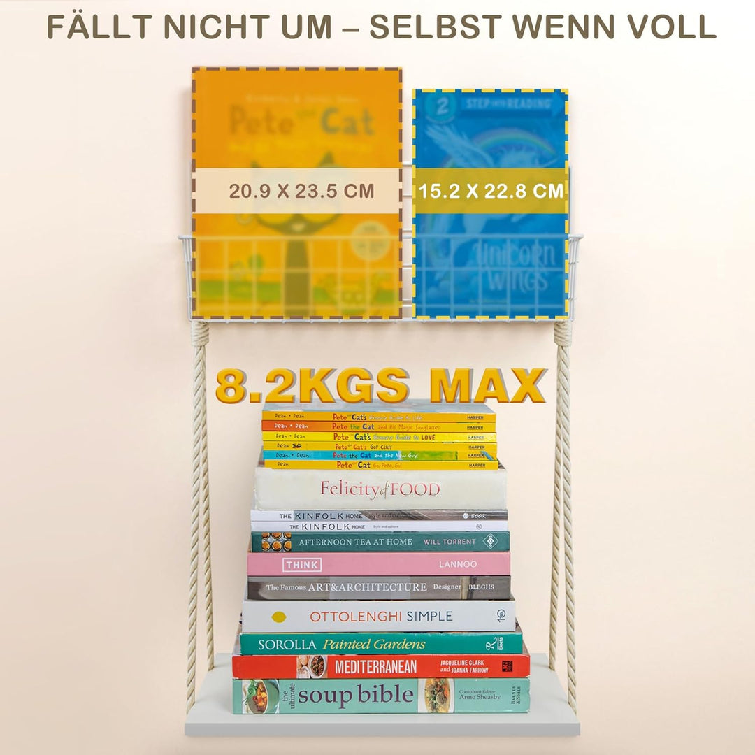 PUERSI 6er-Set Bücherregal Kinder Wand, Metall Wandregal Bücher, Hängend Regal für Kinderzimmer Aufb