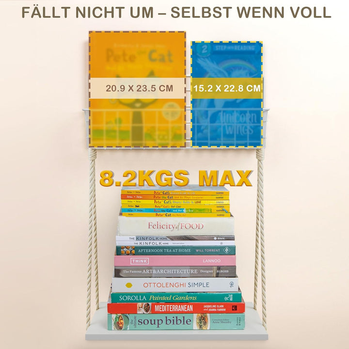 PUERSI 6er-Set Bücherregal Kinder Wand, Metall Wandregal Bücher, Hängend Regal für Kinderzimmer Aufb
