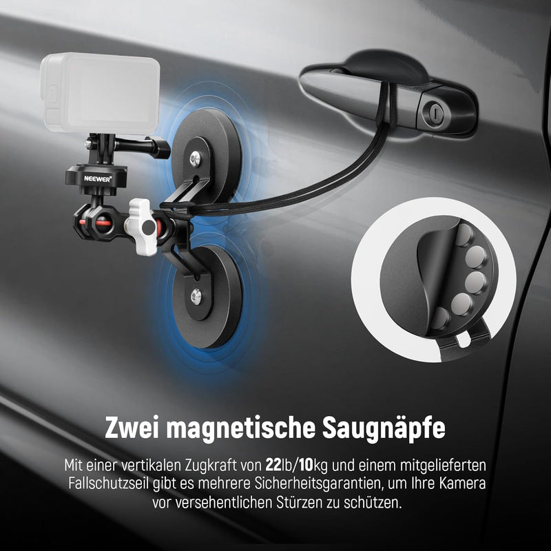 NEEWER Magnetische Action Kamera Halterung mit Dual 1/4 "Ball Head Magischer Gelenkarm, Powerful Att