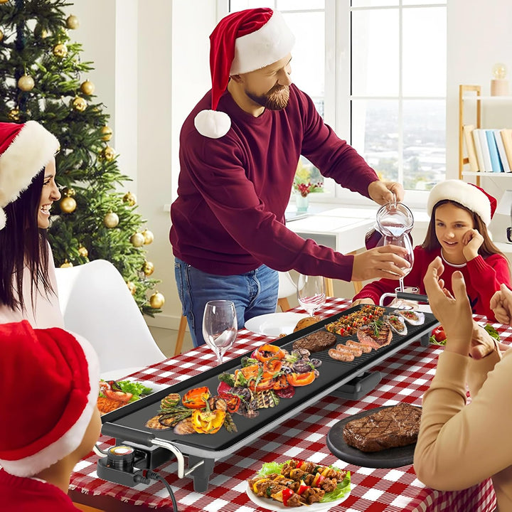 GOPLUS elektrischer Grillplatte, 100 x 22 cm, 1800W Teppanyaki Grillplatte mit 4-stufig Temperatur,