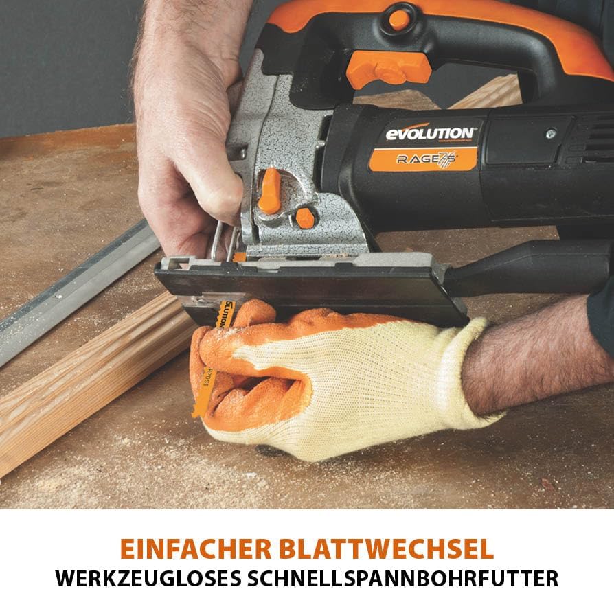 Evolution Power Tools Rage 7-S Universalstichsäge – schneidet Holz, Stahl, Kunststoff und mehr – ink