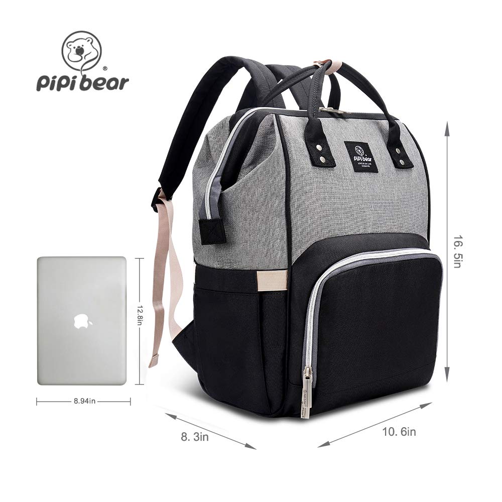 Pipibear Wickelrucksack Wickeltasche Grau-schwarz