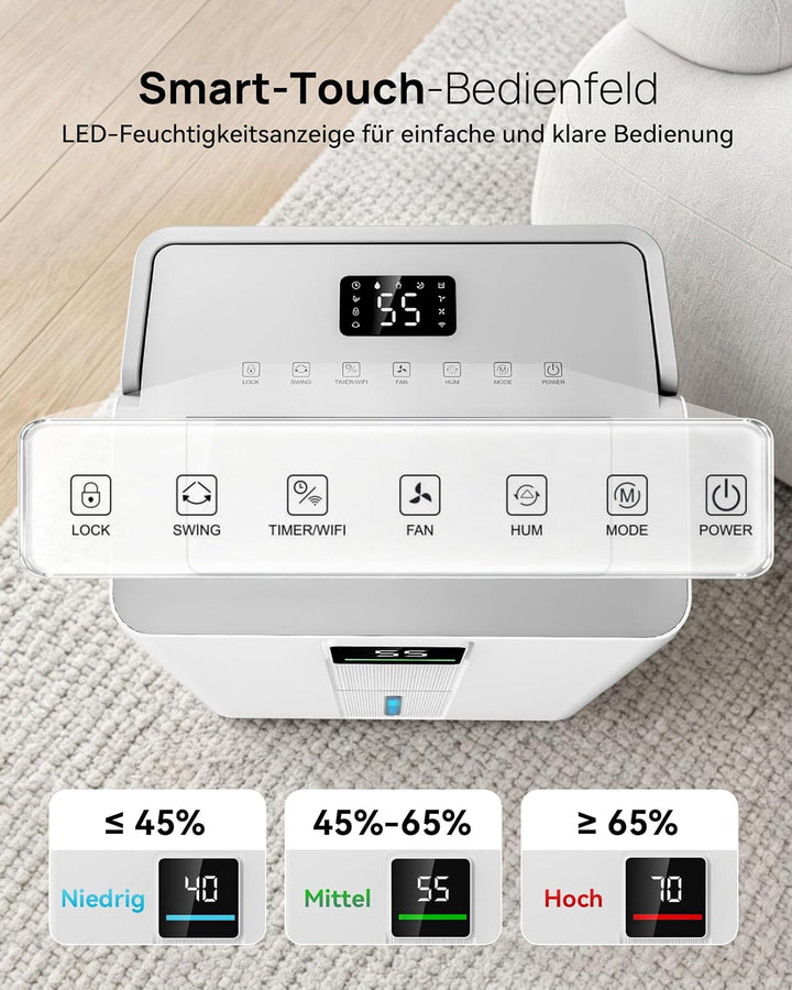 JUMMICO Luftentfeuchter 30L/Tag Smart WLAN Timer 30L Weiss, 30L Weiss