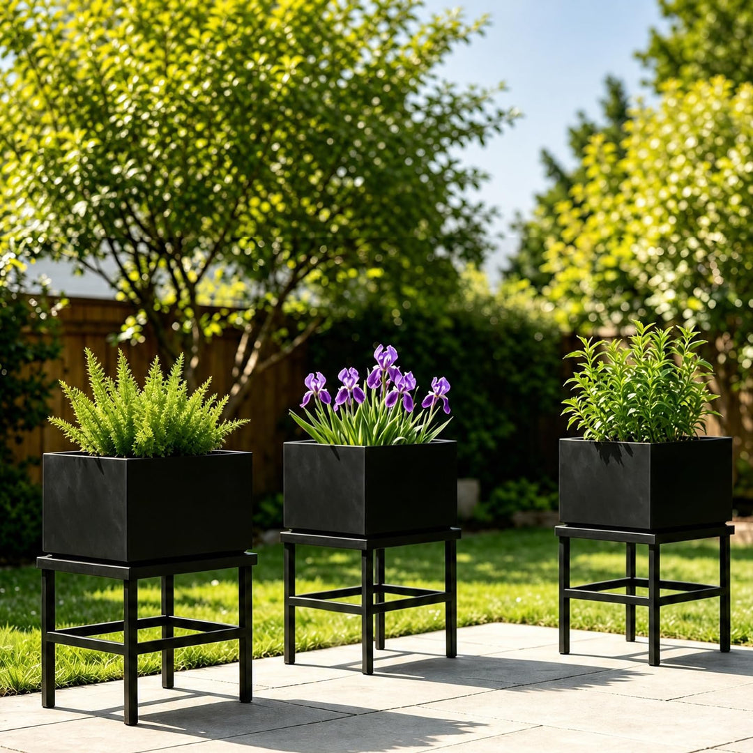 Metall Pflanzenständer, 46cm Schwarz Schwerlast Blumenständer Blumenhocker Pflanzenhocker,Rostfest B