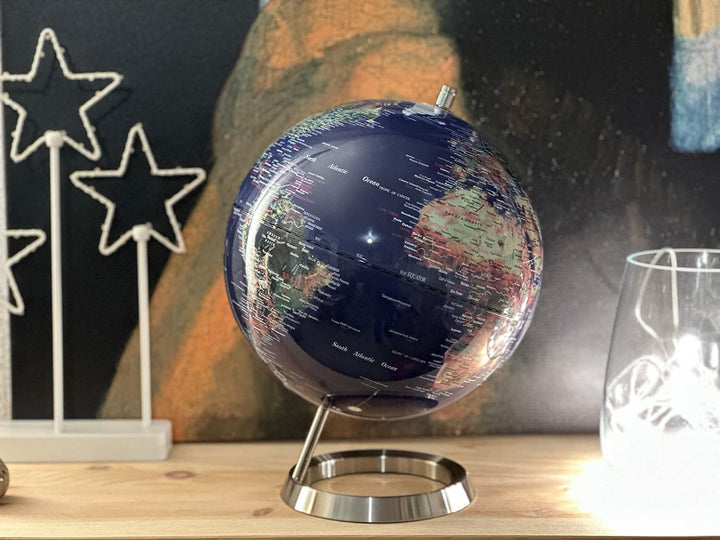 Exerz 25cm Metallic Globus mit einem Rostfreier Stahl Verpackung in hochwertiger Kraftbox, ideal zum