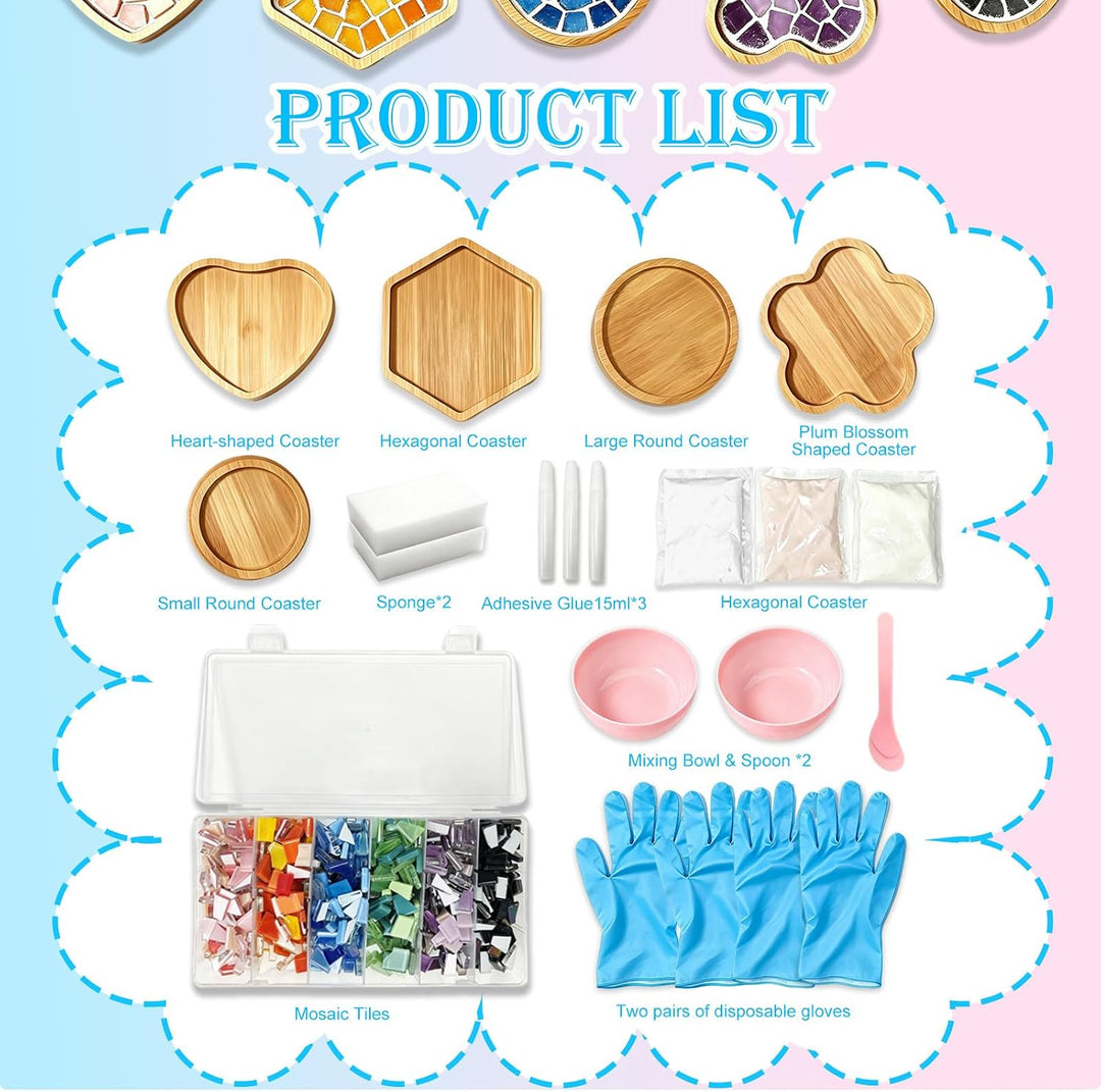 NlsqEU 5 Stück Mosaik Bastelset, DIY-Mosaik-Untersetzer Für Erwachsene, Kreatives Basteln, Geburtsta