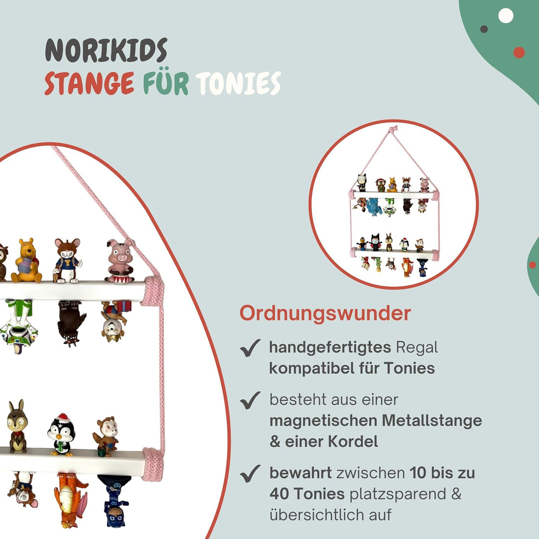 Stange für Tonies – Tonie Aufbewahrung für 10 bis zu 40 Figuren | Regal für Tonies aus magnetischer