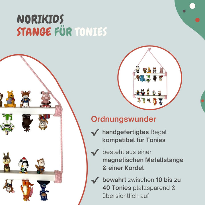 Stange für Tonies – Tonie Aufbewahrung für 10 bis zu 40 Figuren | Regal für Tonies aus magnetischer